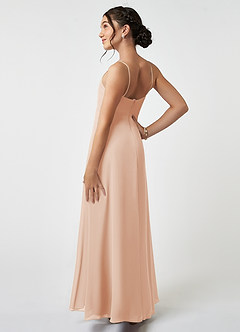 Azazie Collette Junior A-Linie Gestreift Chiffon Kleid Englisches Rosa image4