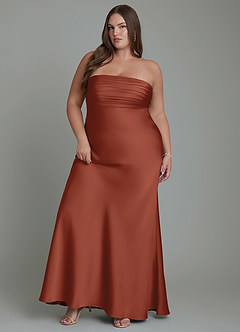 Azazie Saylor Bridesmaid Dresses Auburn Mermaid Strapless Stretch Satin Dress image11