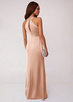 Barbie ♥ Azazie Bridesmaid Dresses Rose Gold Sheath Stretch Satin Dress image2