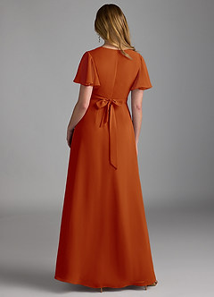 Azazie Zaniah Robes de demoiselle d'honneur Robe Trapèze en Mousseline de soie Paprika image2