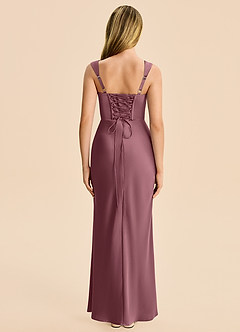 Azazie Agustina Junior Desert Rose Sheath Pleated Stretch Satin Dress image2