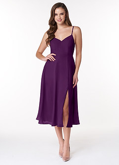 Azazie Clarissa Bridesmaid Dresses Grape A-Line V-Neck Chiffon Dress image1