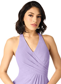 Azazie Danica Bridesmaid Dresses Lilac A-Line Pleated Chiffon Dress image4