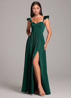 Azazie Denisse Brautjungfernkleider A-Linie Gestreift Stretch-Satin Kleid Smaragd image5