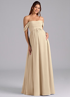 Azazie Saige Maternity Bridesmaid Dresses A-Line Pleated Chiffon Floor-Length Dress image3