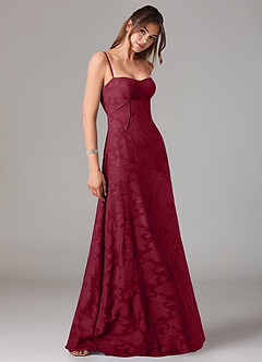 Azazie Valentine Bridesmaid Dresses Burgundy A-Line Sweetheart Neckline Floral Burnout Dress image4