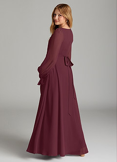Azazie Leonia Junior Cabernet A-Line with Pockets Chiffon Dress image2