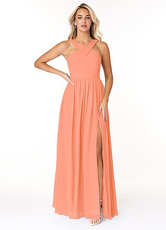 Azazie Elvira Bridesmaid Dresses Sunset A-Line Pleated Chiffon Dress image1
