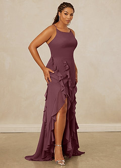 Christian Siriano Bridal for Azazie 1006 Bridesmaid Dresses Sangria Mermaid Ruched Chiffon Dress image12
