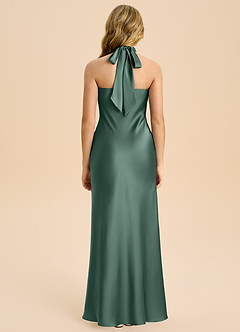 Azazie Chickie Junior Robe Fourreau en Satin extensible Plissée Eucalyptus image2