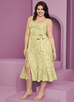 Barbie ♥ Azazie Jurken voor bruidsmeisjes Jurk van Bloemen Burn-out met A-Lijn met Zakken Citroensorbet image6
