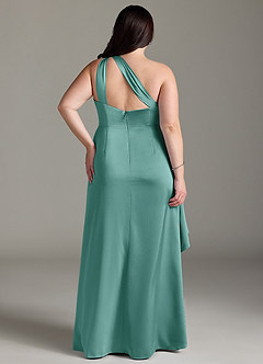 Azazie Maive Robes de demoiselle d'honneur Robe Fourreau en Satin extensible Rayé Aqua image7