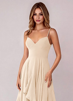 Azazie Zaina Brautjungfernkleider A-Linie Chiffon Kleid Alabaster Weiß image2