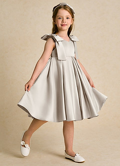 Azazie Guppie vestidos de niña de las flores Vestido de Escarcha de Satin Mate de Princesa con Plisado image5