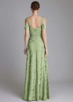 Azazie Emoria Bridesmaid Dresses Sage Green Jacquard A-Line Off the Shoulder Jacquard Dress image2