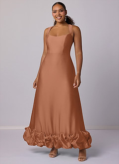 Barbie ♥ Azazie Venta Final Vestido de Bermuda de Satén Elástico de Corte en A con Con bolsillos image6