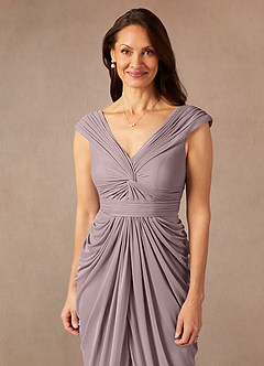 Azazie Lisolette Mother of the Bride Dresses Dusk Sheath Pleated Mesh Dress image6