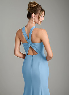 Azazie Rue Bridesmaid Dresses Steel Blue A-Line Halter Chiffon Dress image6