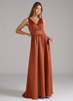Azazie Kora Brautjungfernkleider A-Linie Plissee Stretch-Satin Kleid Zedernrose image3