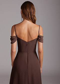 Azazie Marley Brautjungfernkleider Wandelbar A-Linie Schulterfrei Chiffon Kleid Ganache image9