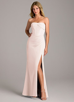 Azazie Chantel Bridesmaid Dresses Rose Petal Sheath Strapless Chiffon Convertible Dress image3