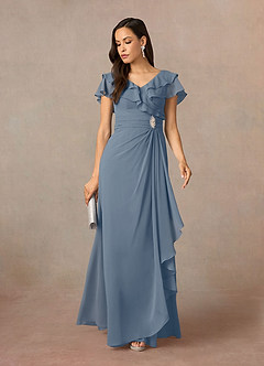Azazie Snapdragon Mother of the Bride Dresses Twilight A-Line V-Neck Ruched Chiffon Dress image1