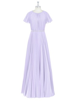 Azazie Kara Modest Bridesmaid Dresses A-Line Pleated Chiffon Floor-Length Dress image7