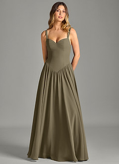 Azazie Evadina Suknie dla druhen Linia A Gorset Szyfon Do ziemi Sukienka image5