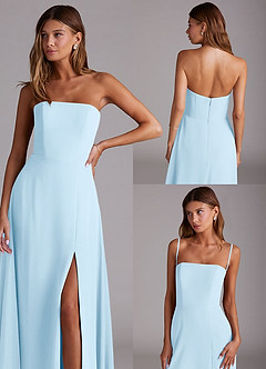 Azazie Wren Bridesmaid Dresses Sky Blue A-Line Side Slit Chiffon Convertible Dress image9