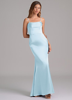 Azazie Miley Bridesmaid Dresses Sky Blue Mermaid Off the Shoulder Stretch Satin Convertible Dress image8