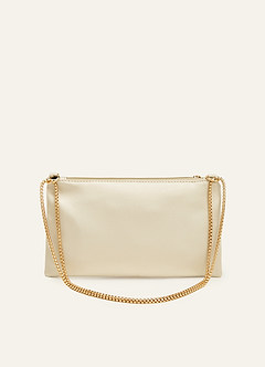 front Bolsa de ombro ajustável em cetim com detalhes em strass