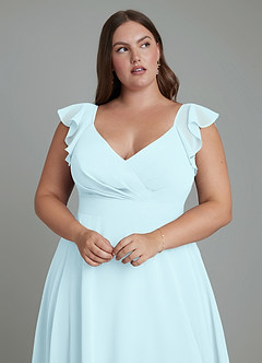 Azazie Leilani Bridesmaid Dresses Cloud Blue A-Line Pleated Chiffon Dress image12