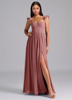 Azazie Denisse Bridesmaid Dresses Desert Rose A-Line Ruched Chiffon Dress image5