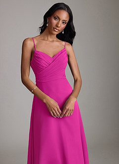 Azazie Kali Bridesmaid Dresses Fuchsia A-Line Pleated Chiffon Dress image5