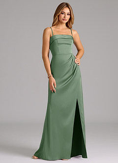 Azazie Aretha Bridesmaid Dresses Matcha A-Line Strapless Stretch Satin Convertible Dress image6