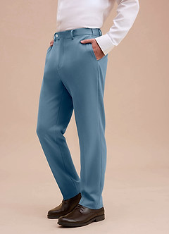 front Ethan Light Blue Refined Weave Dress Pants