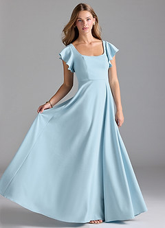 Azazie Bondi Bridesmaid Dresses Sky Blue A-Line Ruched Stretch Crepe Dress image5