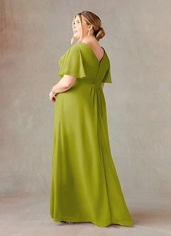 Azazie Morning Glory Mother of the Bride Dresses Lemongrass A-Line V-Neck Ruched Chiffon Dress image8