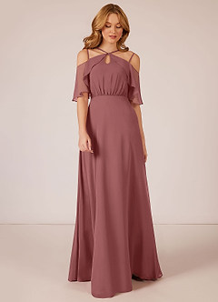 Azazie Adele Vente Finale Robe A-ligne en Mousseline de soie Rayé Agave image1