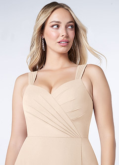 Azazie Nahrin Bridesmaid Dresses White Alabaster A-Line V-Neck Pleated Chiffon Dress image5
