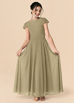 Azazie Payton Moss Green A-Line Bow Chiffon Dress image3