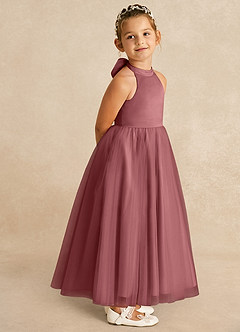 Azazie Bev Flower Girl Dresses Amethyst A-Line Convertible Tulle Dress image8