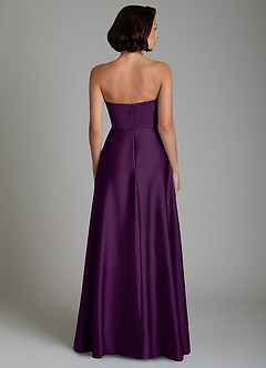 Azazie Odele Bridesmaid Dresses Grape A-Line Strapless Stretch Satin Dress image2