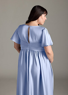 Azazie Verna Maternity Bridesmaid Dresses A-Line Ruched Stretch Satin Floor-Length Dress image10