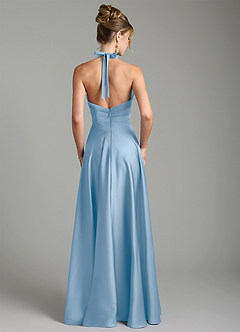 Azazie Tenaya Robes de demoiselle d'honneur Robe Trapèze en Satin extensible Décolleté en cœur Poudre Bleue image7