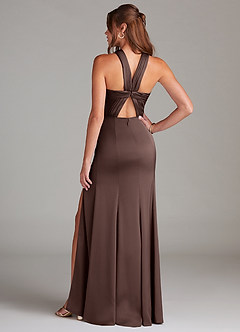 Azazie Rue Bridesmaid Dresses Ganache Mermaid Pleated Stretch Satin Dress image7