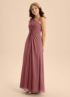 Azazie Brooke Junior Robe Trapèze en Mousseline de soie Fente Latérale Améthyste image6