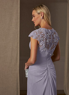 Azazie Birdie Mother of the Bride Dresses Fog A-Line Queen Anne Sequins Chiffon Dress image6