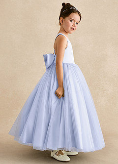 Azazie Peanut Flower Girl Dresses Lavender A-Line Strap Tulle Dress image3