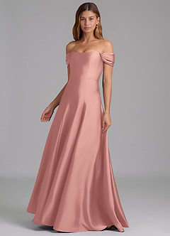Azazie Seriana Bridesmaid Dresses Rosette A-Line Off the Shoulder Stretch Satin Convertible Dress image3